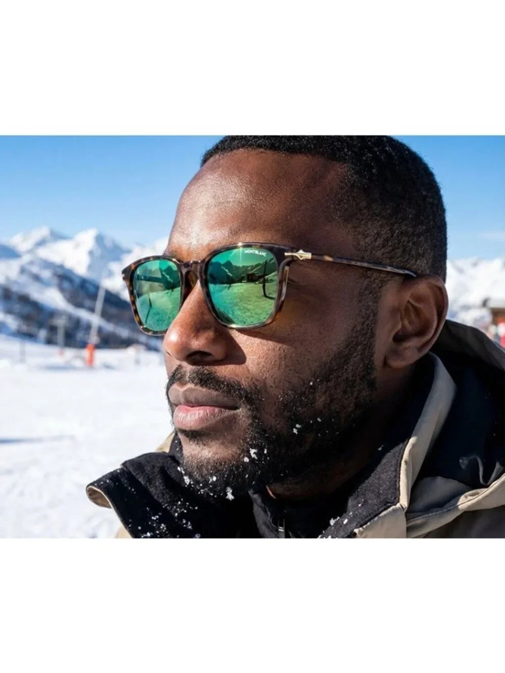 Montblanc MB0338S 003 Sunglasses Black Square Frame, Grey Lenses